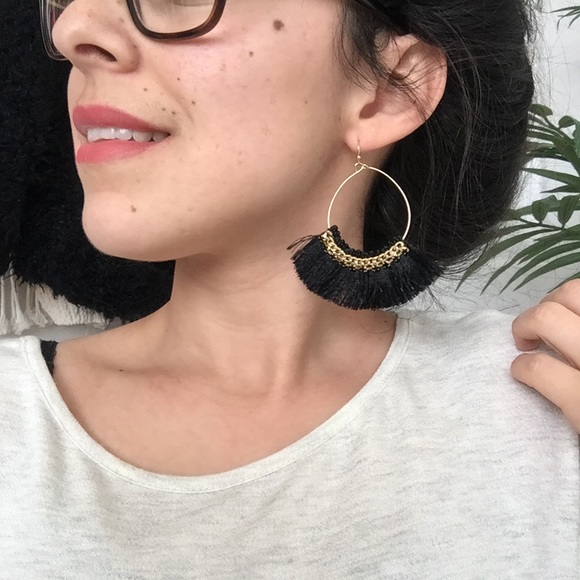 NWT Black Tassel Earrings - Picture 2 of 2